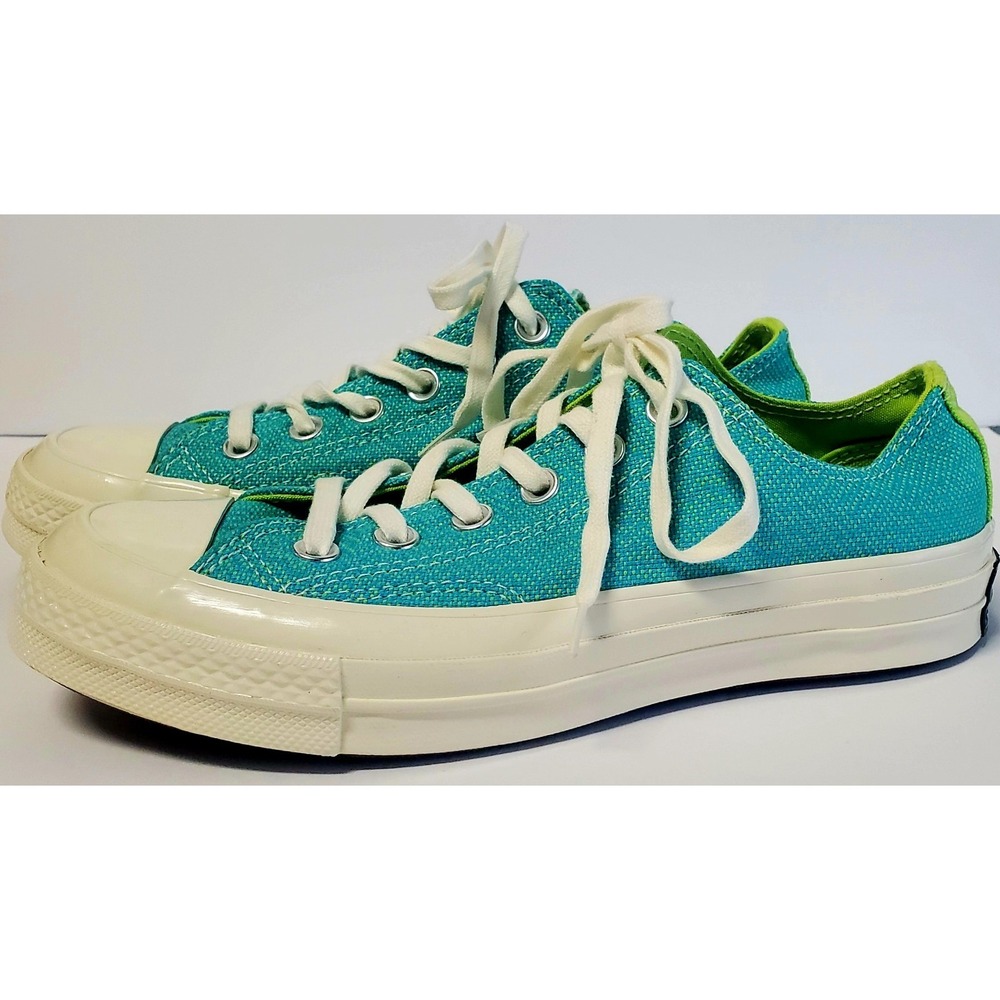 Converse Chuck Taylor Sneakers 7 Neon Nights NWOT Turquoise/Lime Low Shaft 2021 - Picture 8 of 16